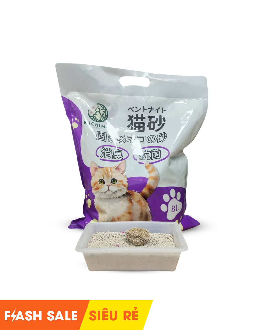 Cát đất sét MICHIMO Bentonite 8L - Lavender