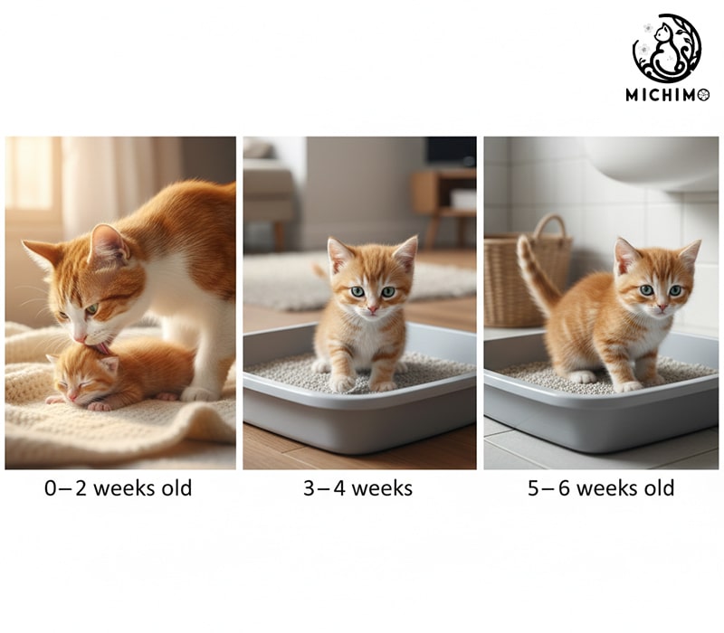 Mèo con mấy tuần tuổi thì bắt đầu tự đi vệ sinh?