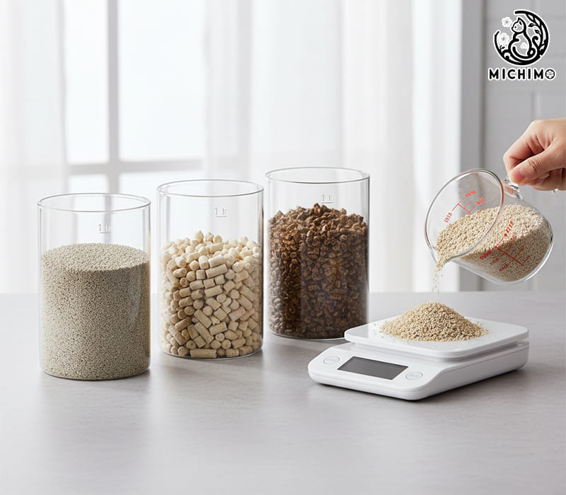 1 lít cát mèo bằng bao nhiêu kg?