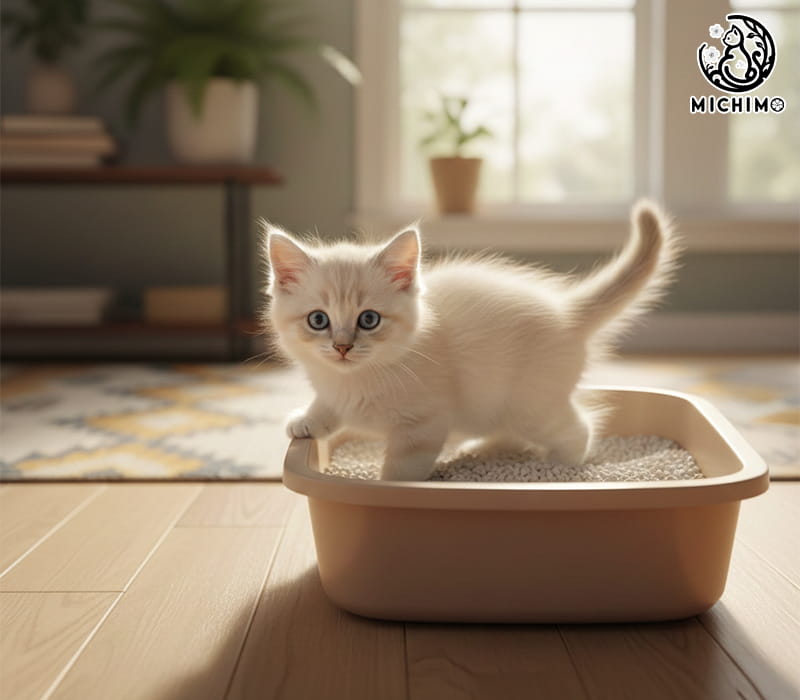 Mèo con bao lâu thì đi vệ sinh