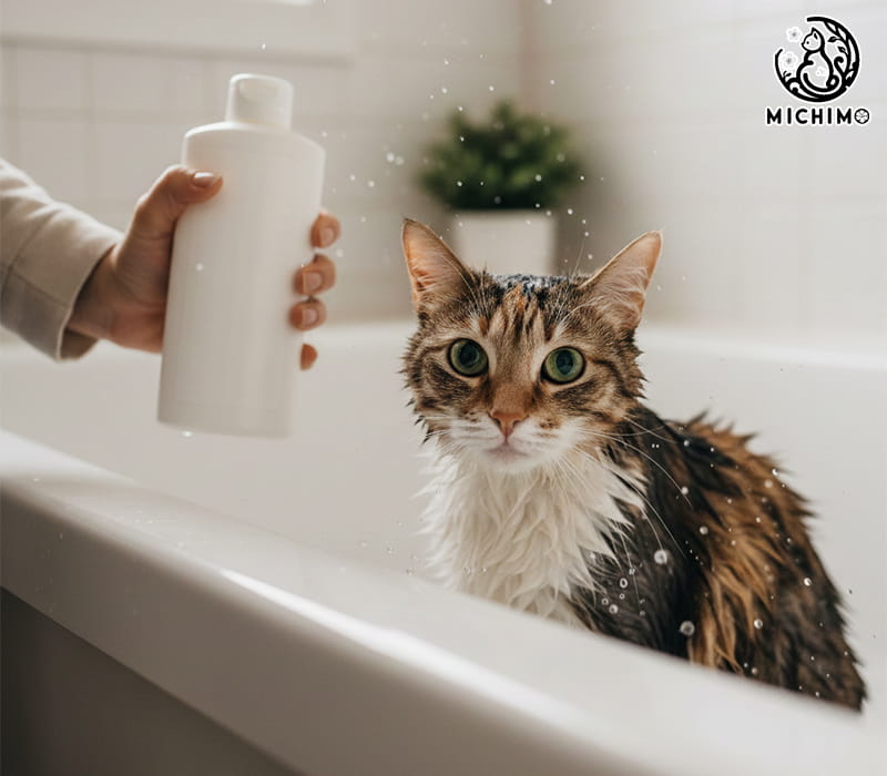 Tắm cho mèo bằng dầu gọi đầu được không?