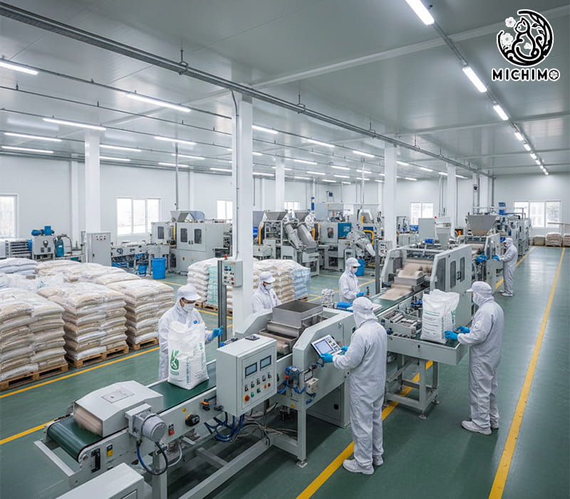 Xưởng sản xuất cát mèo Michimo