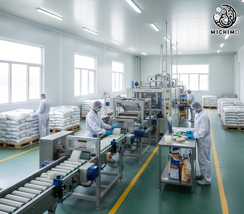 Xưởng sản xuất cát mèo Michimo – Chủ động từ nguồn nguyên liệu đến thành phẩm