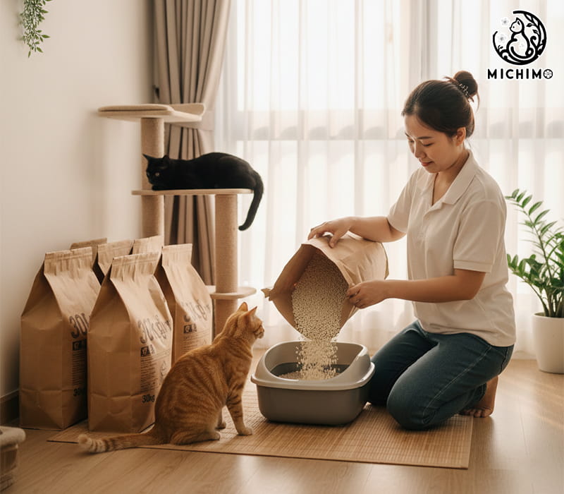 Vì sao nên mua cát vệ sinh cho mèo 30kg tại Michimo Pet Shop?