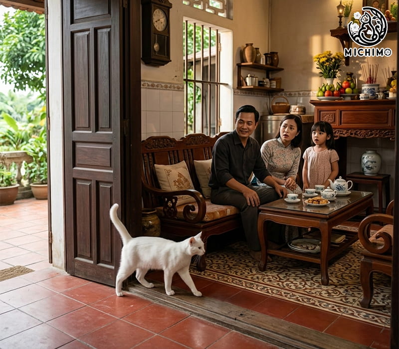 Mèo trắng vào nhà có điềm gì?