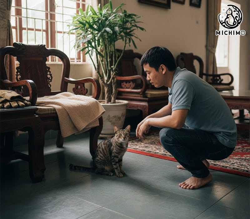 Cách tiếp cận mèo lạ an toàn