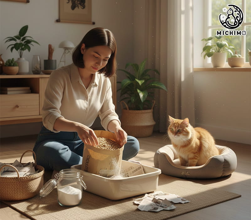 Tự làm cát vệ sinh cho mèo