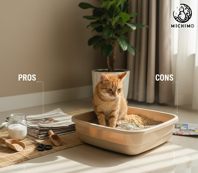 Ưu và nhược điểm khi tự làm cát vệ sinh cho mèo