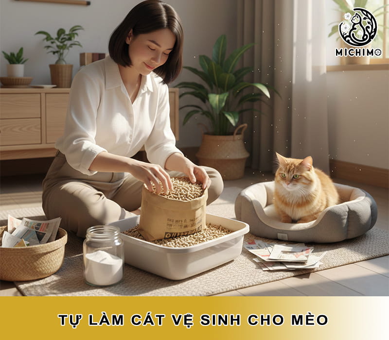 Tự làm cát vệ sinh cho mèo