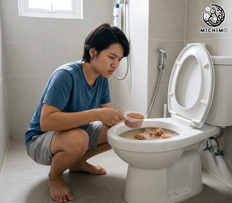 Cát đất sét có xả bồn cầu được không?