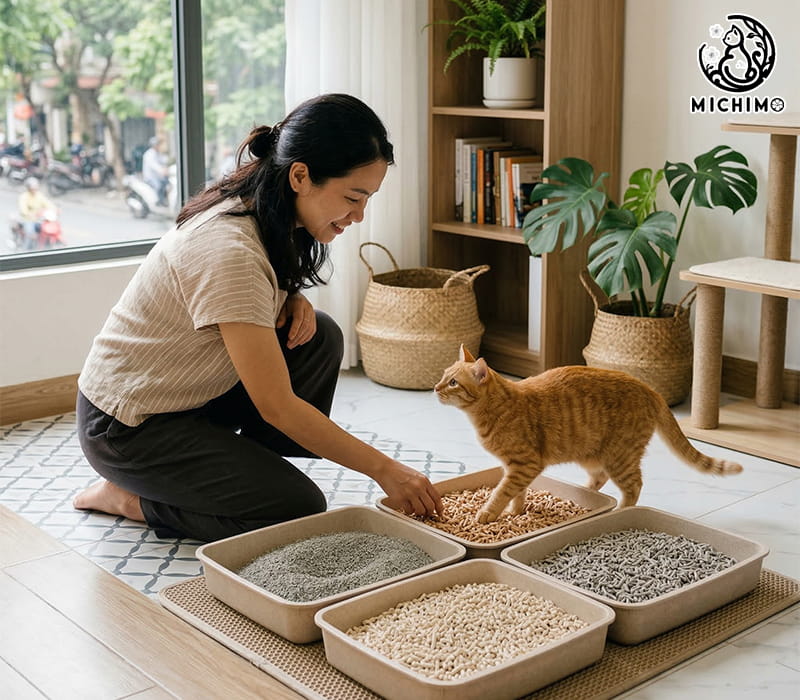 Lời khuyên từ Michimo Pet Shop khi chọn cát mèo