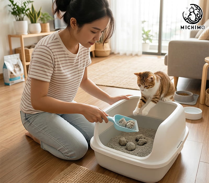 Cát mèo tại Michimo Pet Shop – sạch, ít bụi, khử mùi tốt