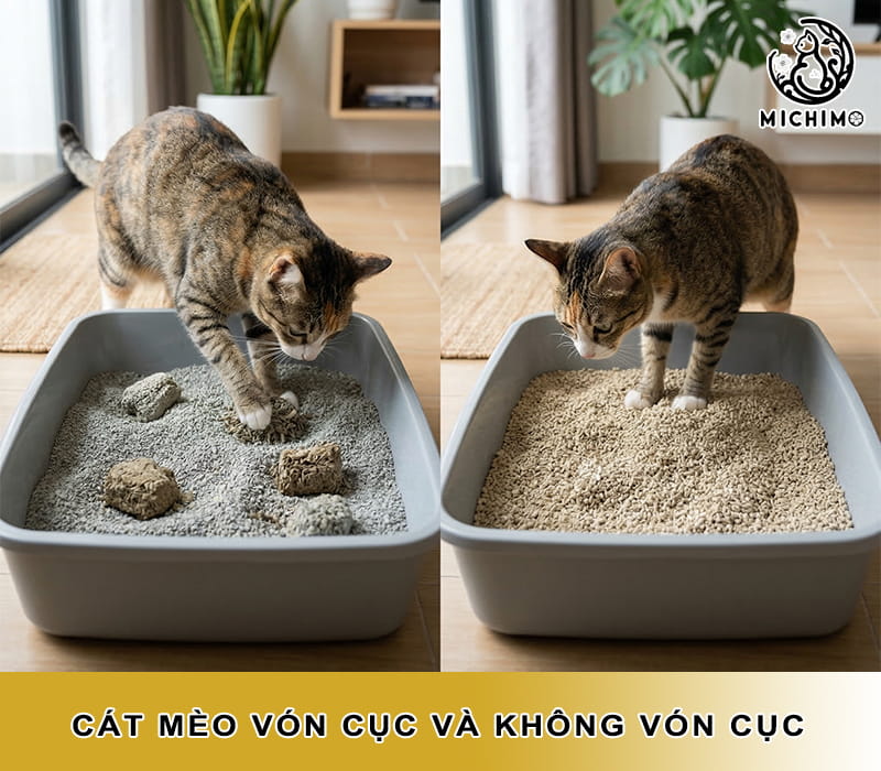 Cát mèo vón cục và không vón cục