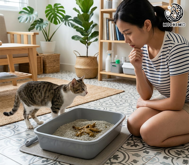 Phân mèo lỏng hoặc nhiều nước