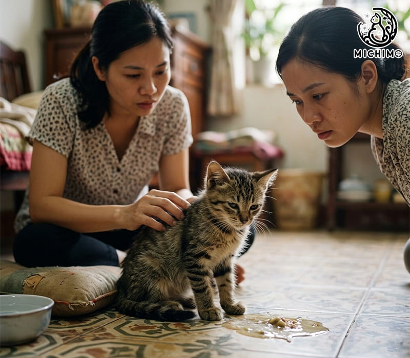 Mèo bị nôn hoặc sốt