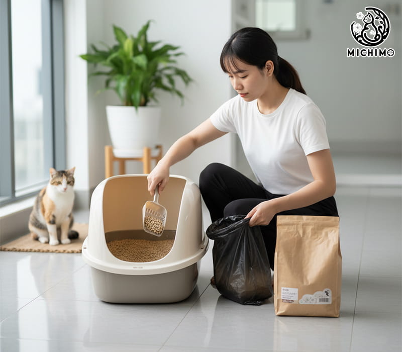 Vệ sinh khay cát đúng cách