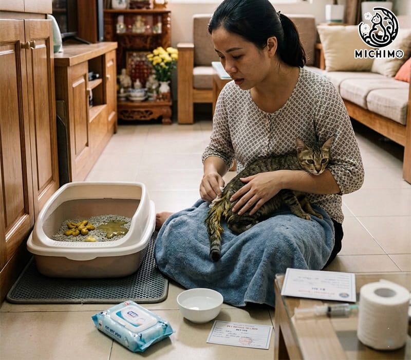 Phân mèo như thế nào là tiêu chảy?