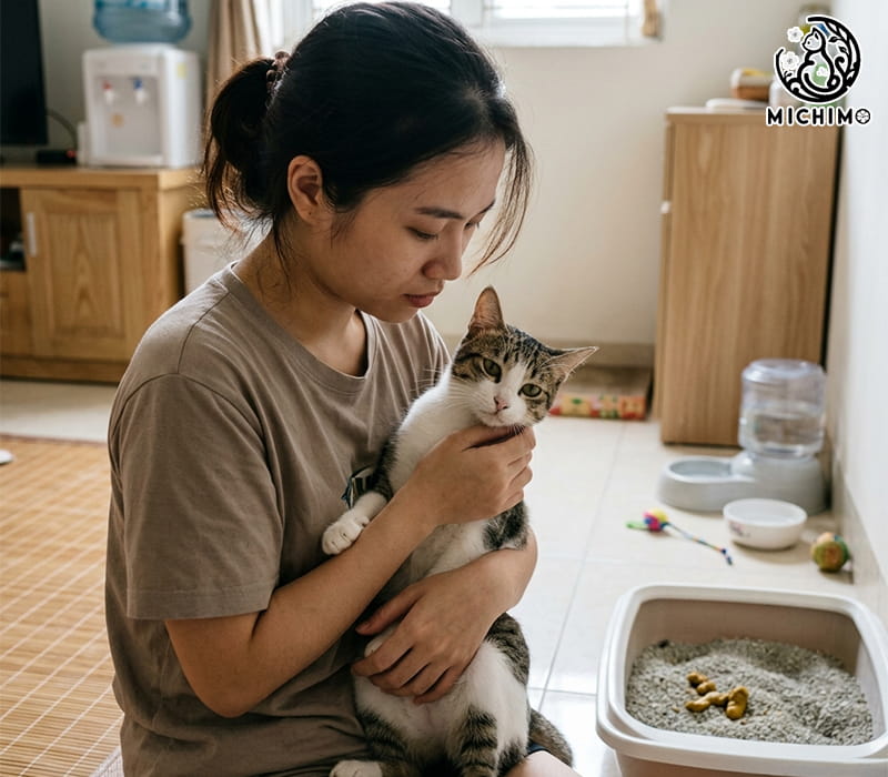 Mèo đi ngoài lỏng màu vàng