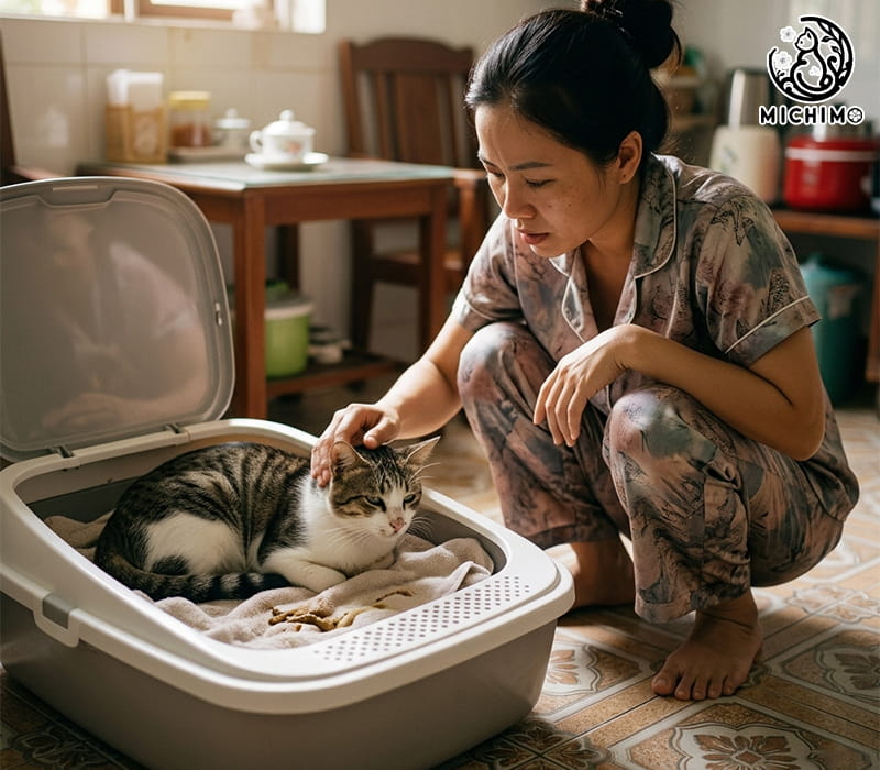 Mèo đi ngoài ra máu dịch nhầy