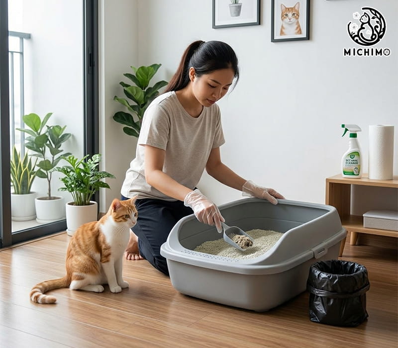 Giữ vệ sinh khay cát sạch sẽ