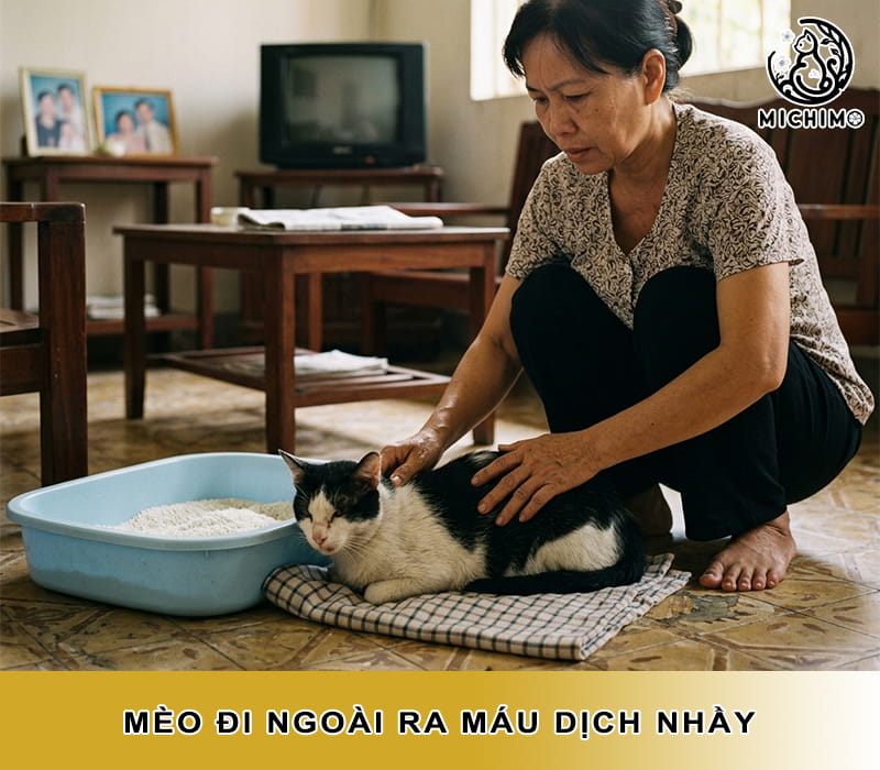 Mèo đi ngoài ra máu dịch nhầy
