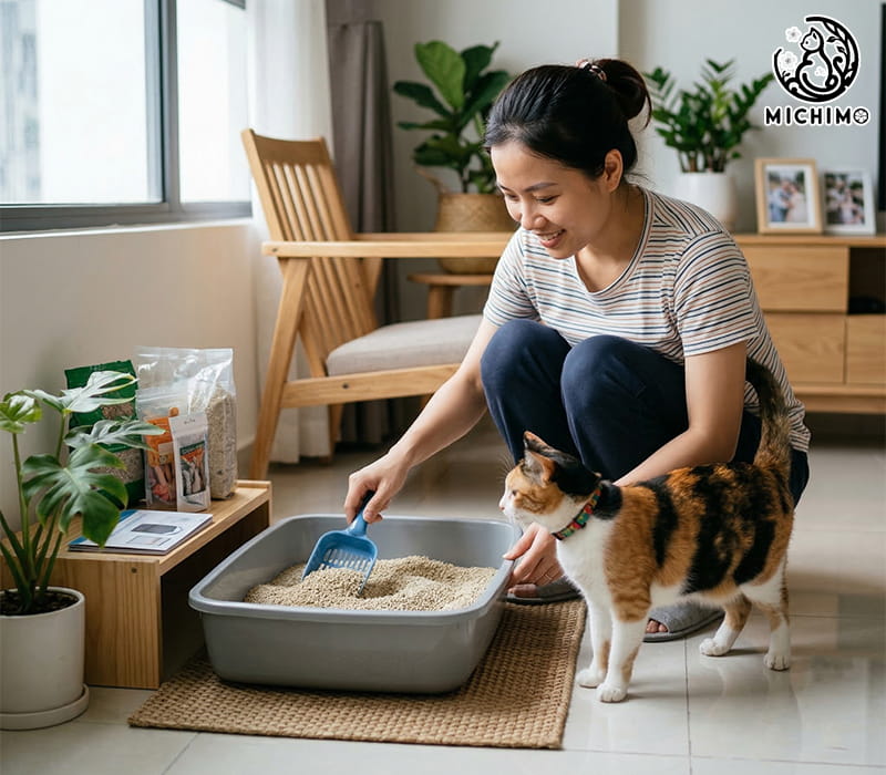 Giữ vệ sinh khay cát cho mèo