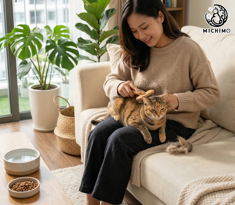 Chải lông thường xuyên để giảm búi lông