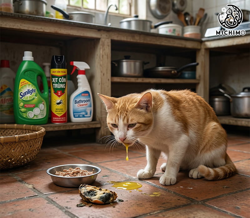 Mèo bị ngộ độc
