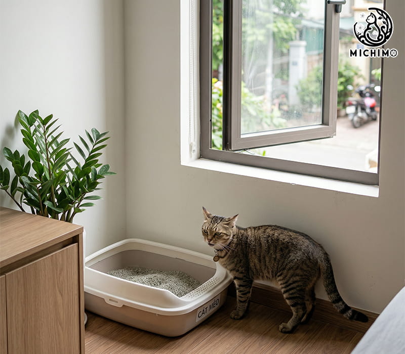 Đặt khay vệ sinh đúng vị trí