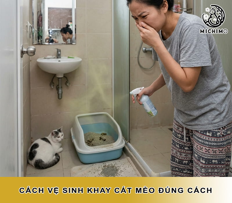 Vệ sinh khay đựng cát mèo