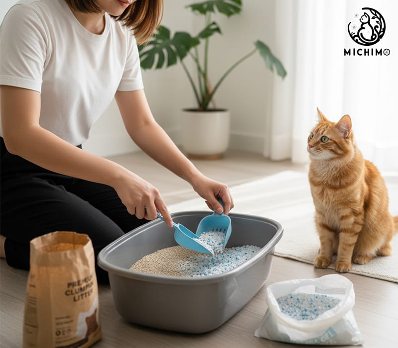 Cách trộn cát mèo