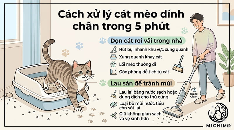 Dọn cát rơi vãi trong nhà
