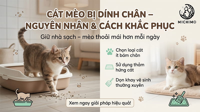 Cát mèo bị dính chân