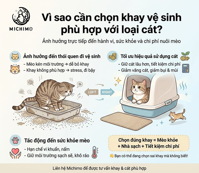 Vì sao cần chọn khay vệ sinh phù hợp với loại cát?
