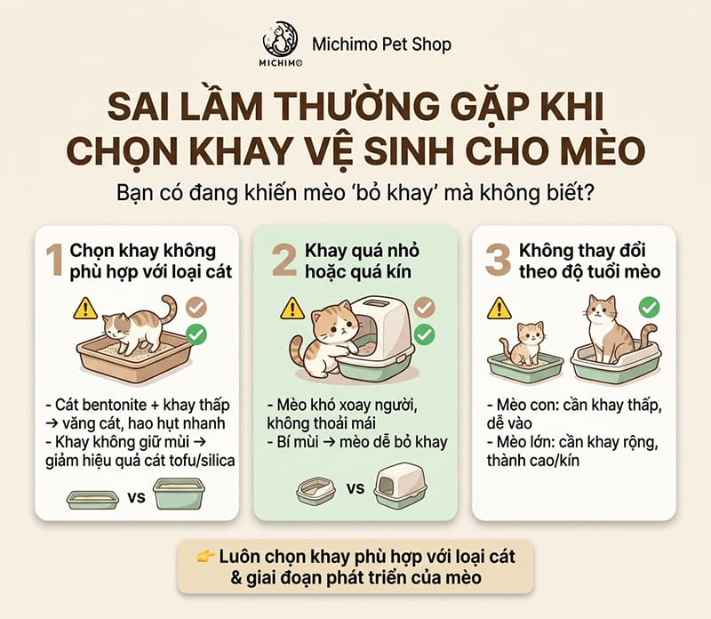 Sai lầm thường gặp khi chọn khay vệ sinh cho mèo
