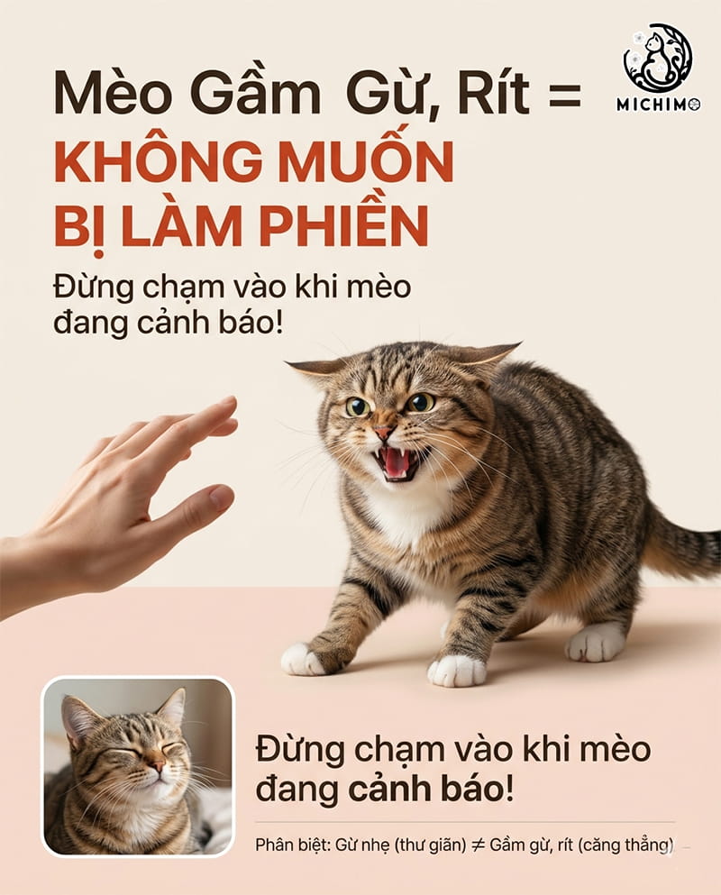 Mèo gầm gừ, rít hoặc phát ra âm thanh cảnh báo