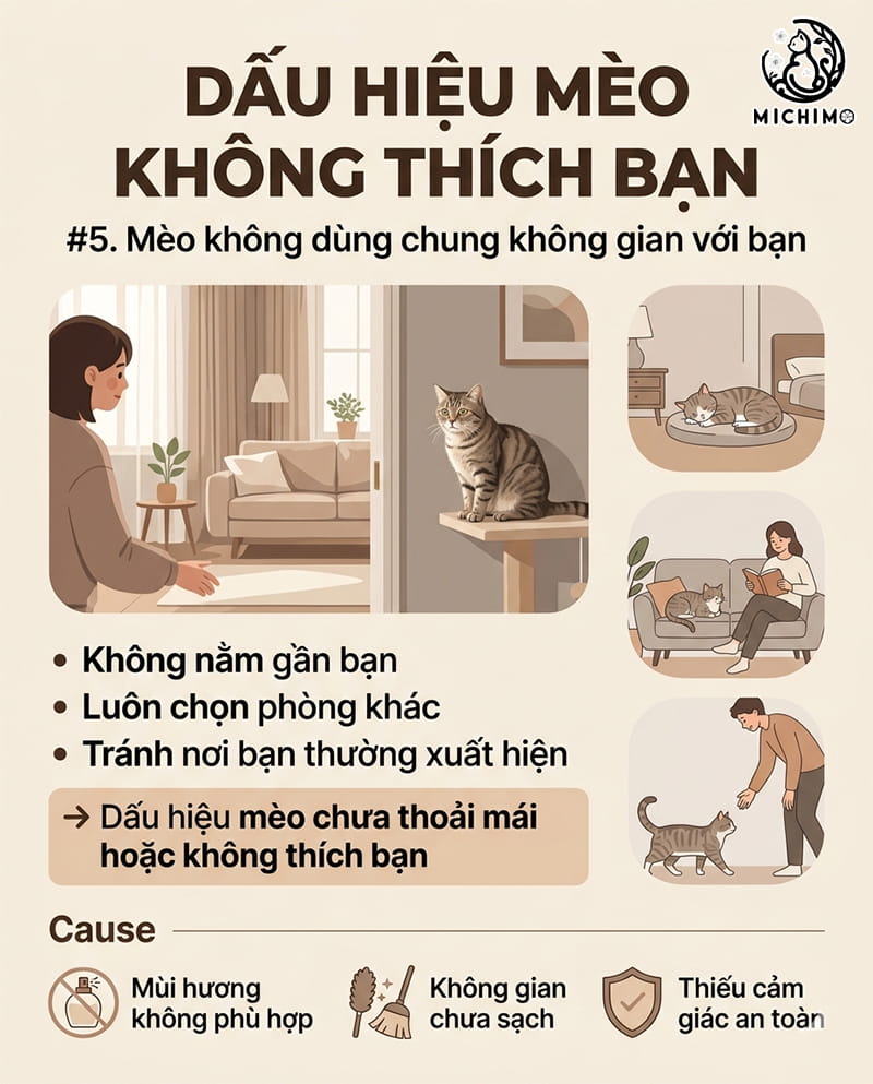 Mèo không dùng chung không gian với bạn