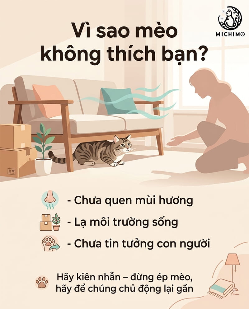 Mèo chưa quen với bạn (đặc biệt mèo mới)