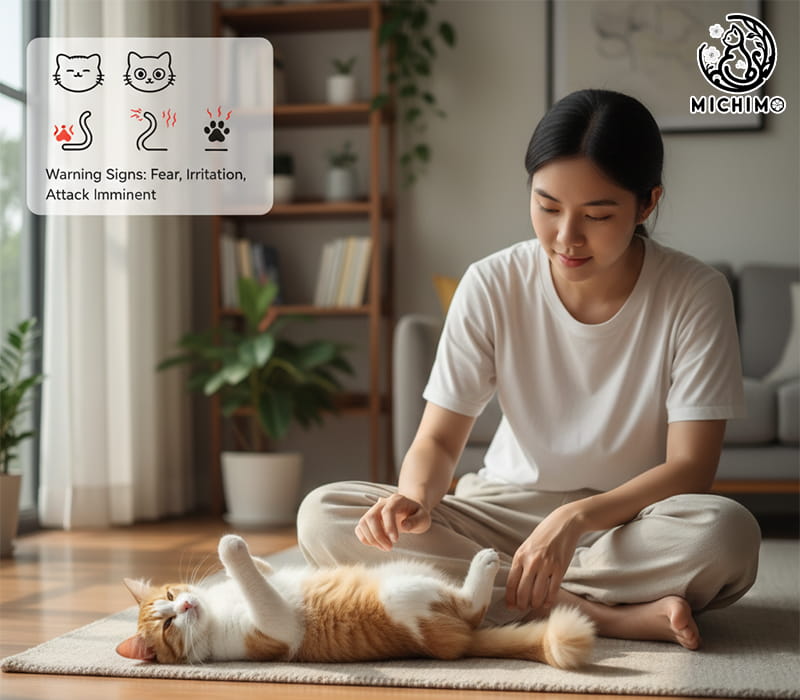Mèo giơ bụng trước mặt bạn