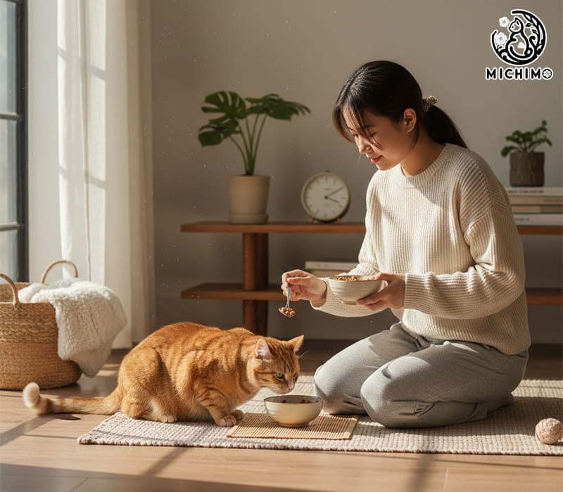 Cho mèo ăn đúng giờ và đúng cách