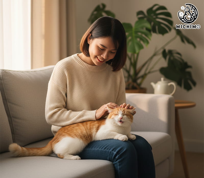 Mèo kêu “meo” hoặc “gừ gừ” khi ở gần bạn