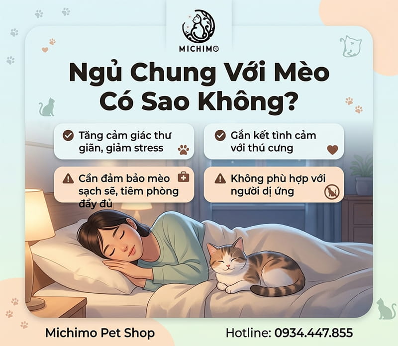 Ngủ chung với mèo có sao không?