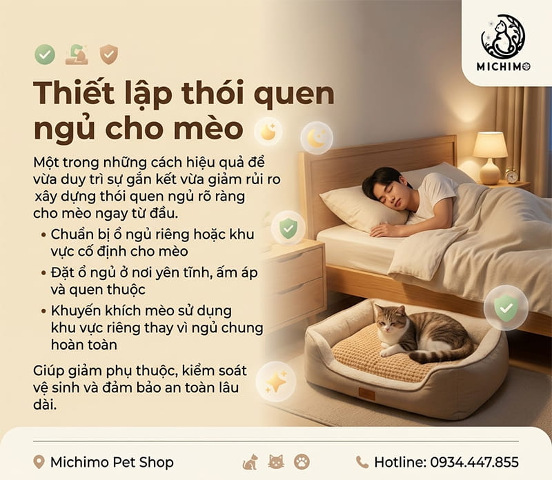 Thiết lập thói quen ngủ cho mèo