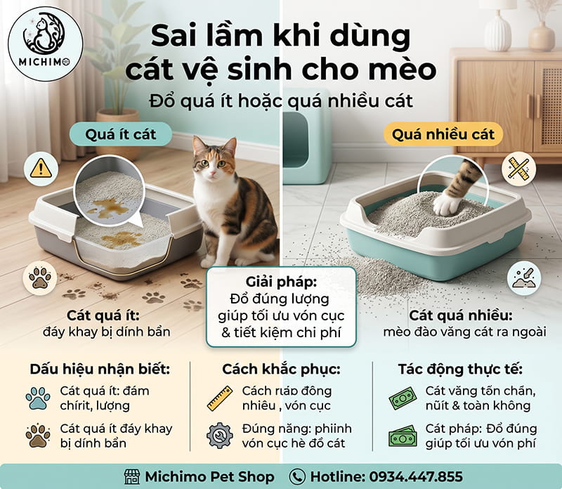 Đổ quá ít hoặc quá nhiều cát