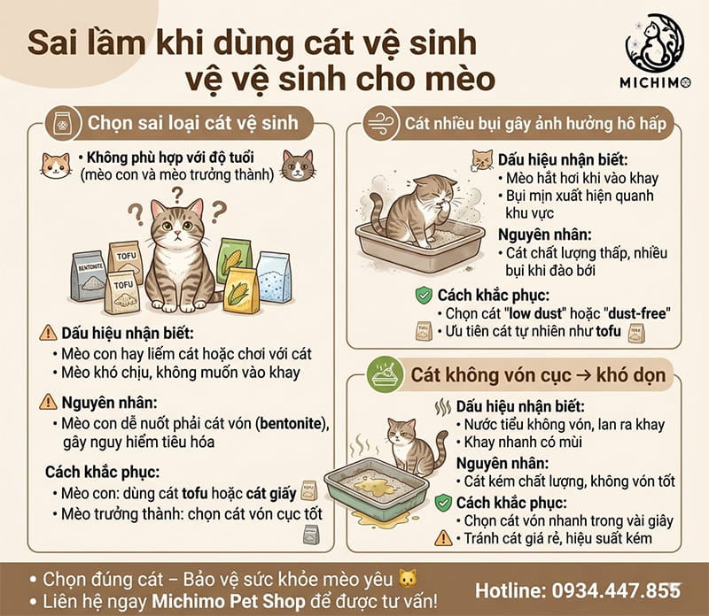 Chọn sai loại cát vệ sinh