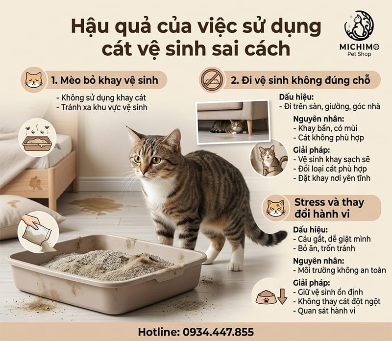 Mèo bỏ khay vệ sinh