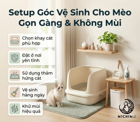 Setup góc vệ sinh cho mèo