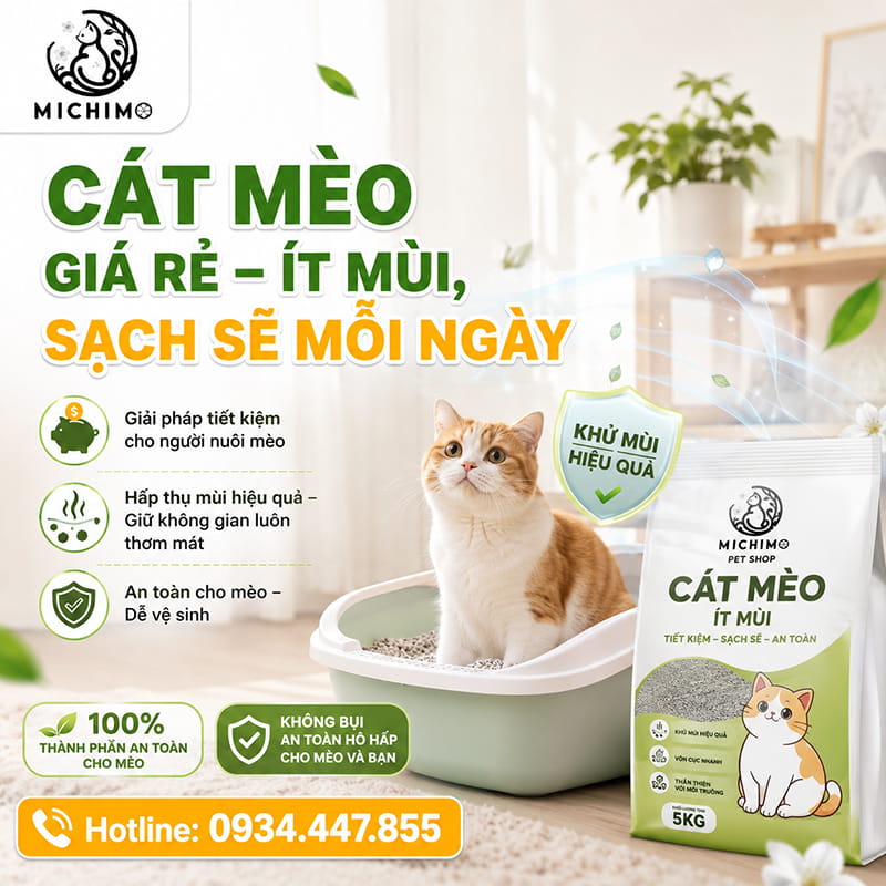 Cát mèo giá rẻ nhưng ít mùi