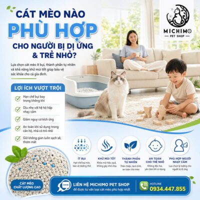 Cát mèo nèo phù hợp cho người bị dị ứng và trẻ nhỏ