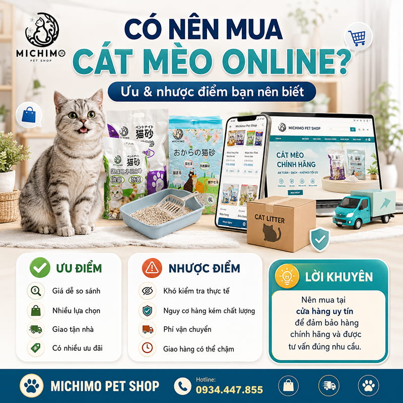 Có nên mua cát mèo online không?
